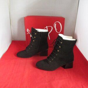 IMPO Jiana Memory Foam Lace Up Block Heel Booties $85 - US Size 6 - Black #988